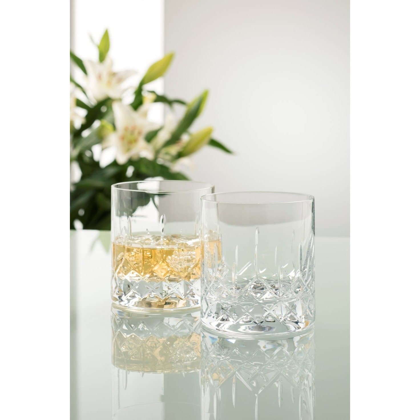 Engraved Longford Whiskey Glass Pair - Galway Irish Crystal