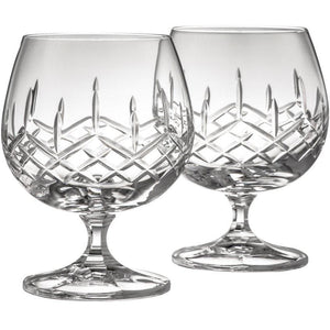 Engraved Longford Brandy Glass Pair - Galway Irish Crystal