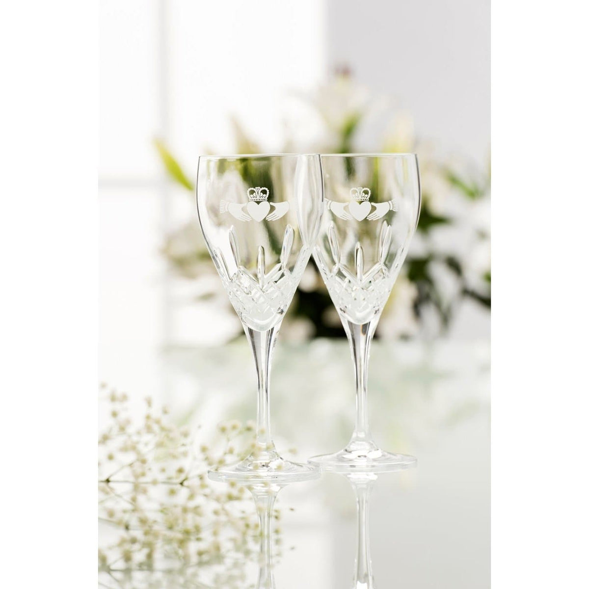 Claddagh Red Glass Pair - Galway Irish Crystal