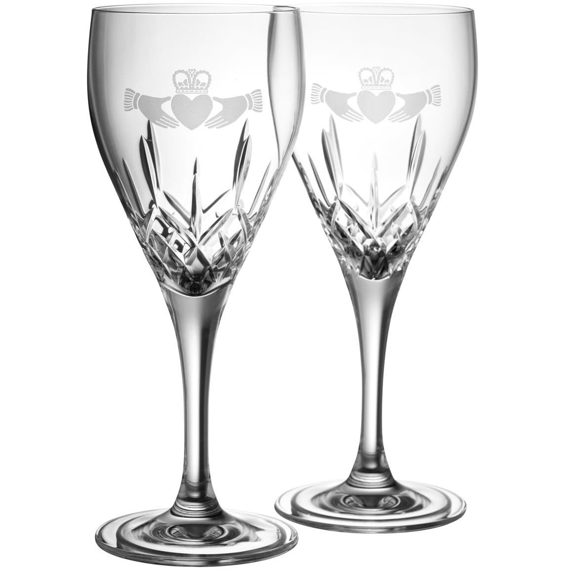 Claddagh White Glass Pair