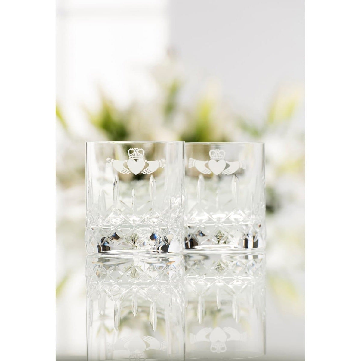 Claddagh Whiskey Glass Pair - Galway Irish Crystal
