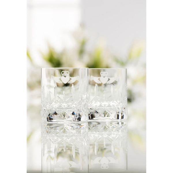 Claddagh Whiskey Glass Pair - Galway Crystal