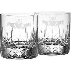Claddagh Whiskey Glass Pair - Galway Irish Crystal