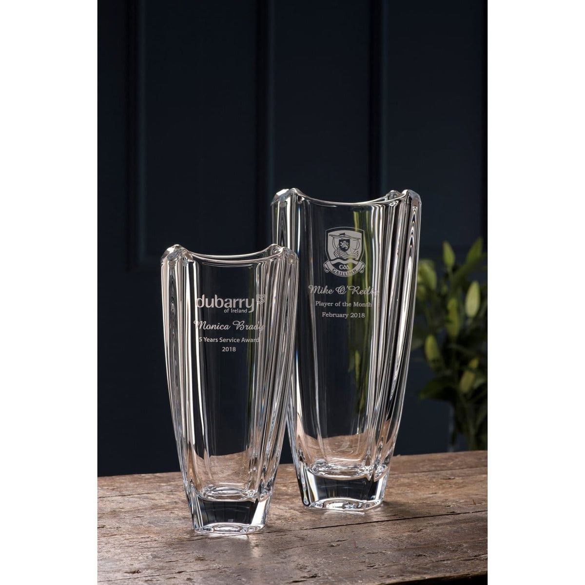 Engraved Dune 12" Square Vase - Galway Irish Crystal