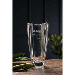 Engraved Dune 10" Square Vase - Galway Irish Crystal