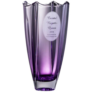 Engraved Amethyst Dune 12" Square Vase - Galway Irish Crystal