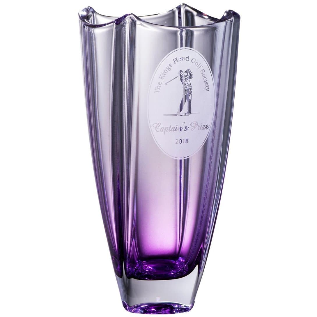 Engraved Amethyst Dune 10" Square Vase - Galway Irish Crystal