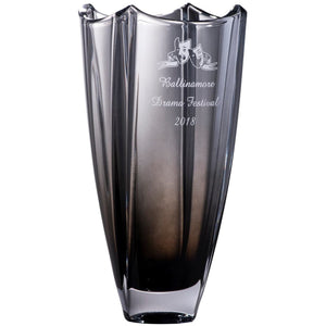 Engraved Onyx Dune 12" Square Vase - Galway Irish Crystal