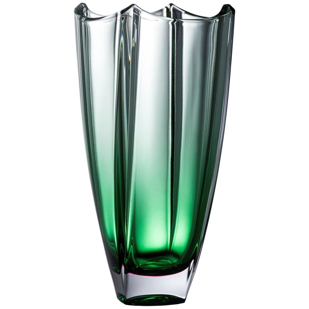 Engraved Emerald Dune 12" Square Vase - Galway Irish Crystal
