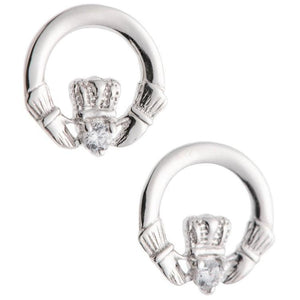 Crystal Claddagh Sterling Silver Earrings - Galway Irish Crystal