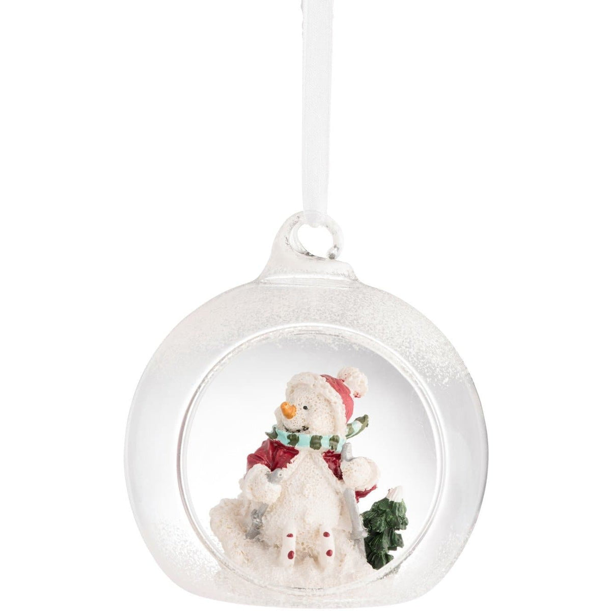 Skiing Snowman Hanging Ornament - Galway Irish Crystal
