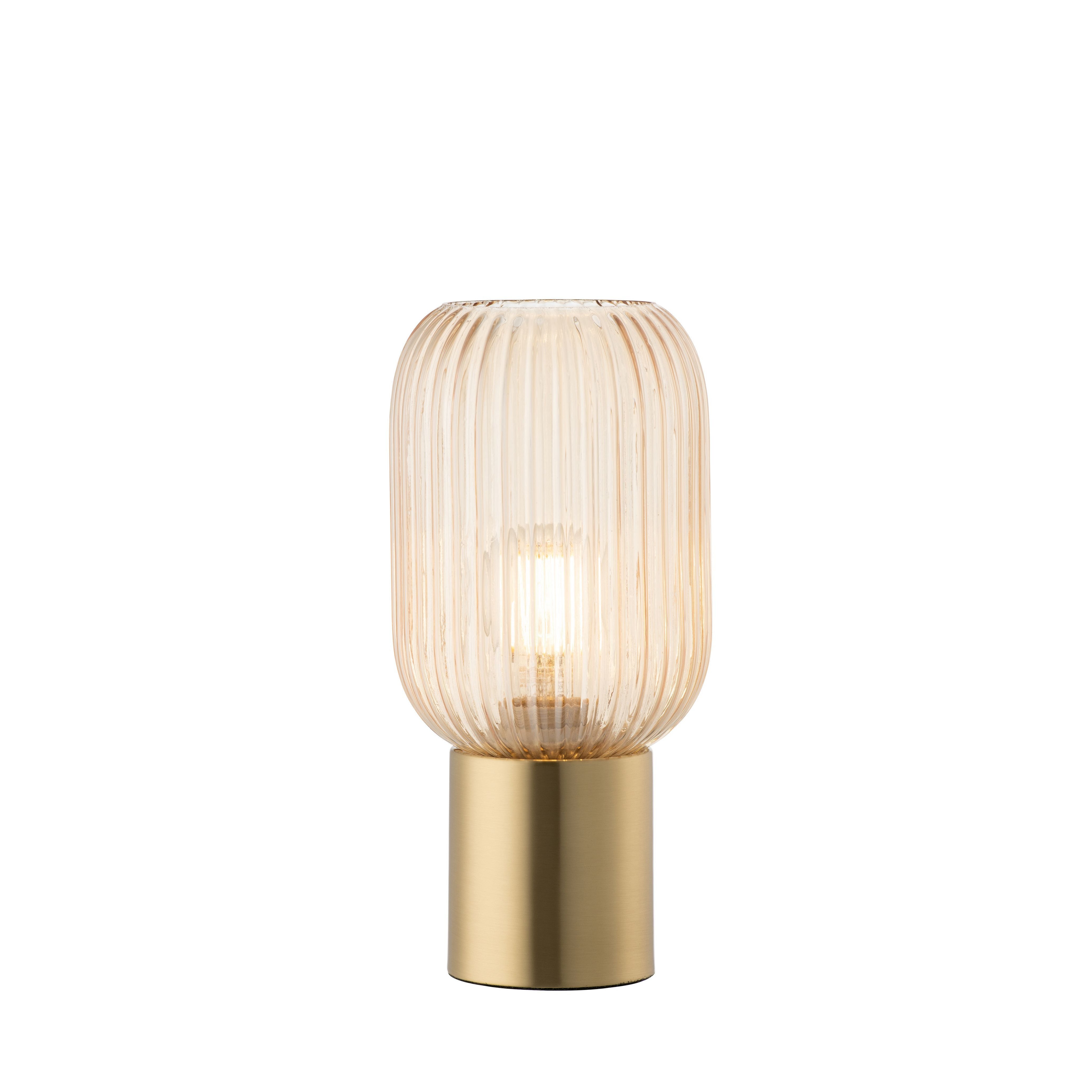 Fluted Glass Table Lamp - Amber - Galway Irish Crystal