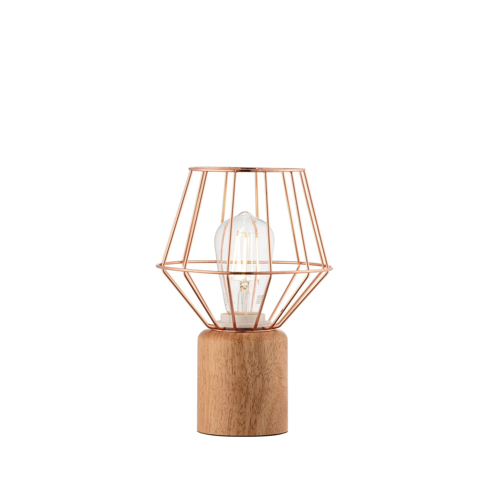 Wood and Copper Table Lamp - Galway Irish Crystal