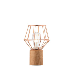 Wood and Copper Table Lamp - Galway Irish Crystal