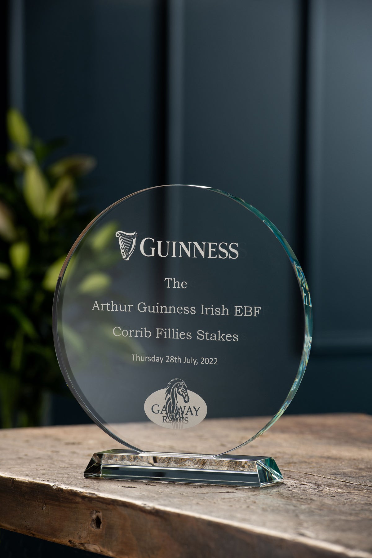 Round Trophy Design Engraved Large Round Trophy - Galway Irish Crystal