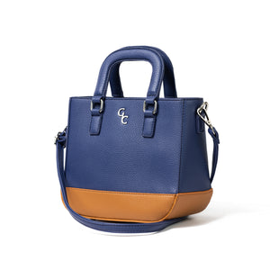 Two Tone Shoulder Bag - Navy & Tan - Galway Irish Crystal