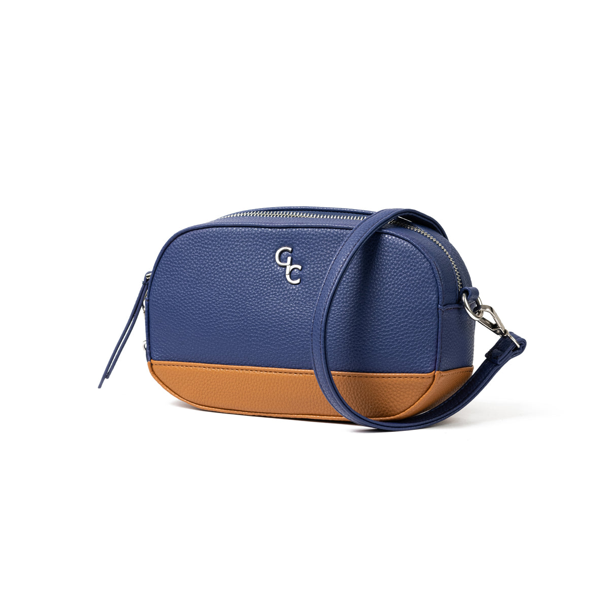 Two Tone Cross Body Bag - Navy & Tan - Galway Irish Crystal