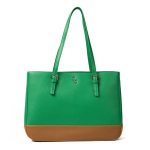 Two Tone Large Tote - Green & Tan - Galway Irish Crystal