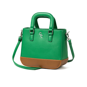 Two Tone Shoulder Bag - Green & Tan - Galway Irish Crystal