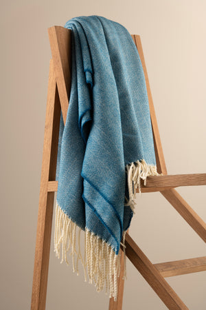 Herringbone Throw - Atlantic Blue - Galway Irish Crystal