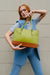 Two Tone Large Tote - Lime & Tan