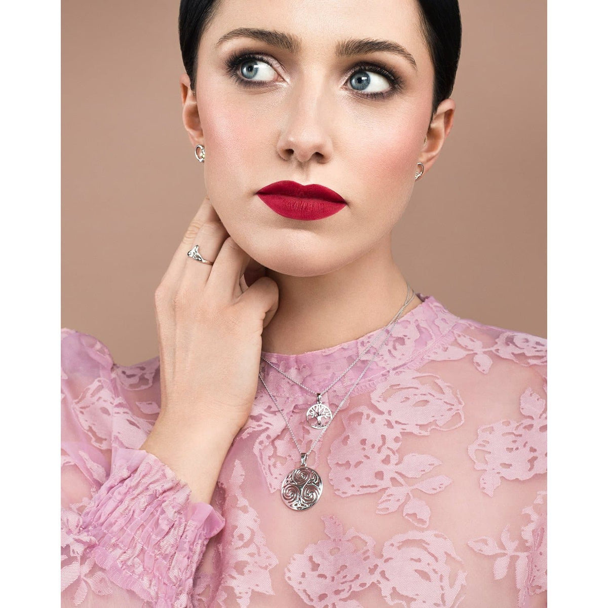 Celtic Swirl Sterling Silver Pendant - Galway Irish Crystal