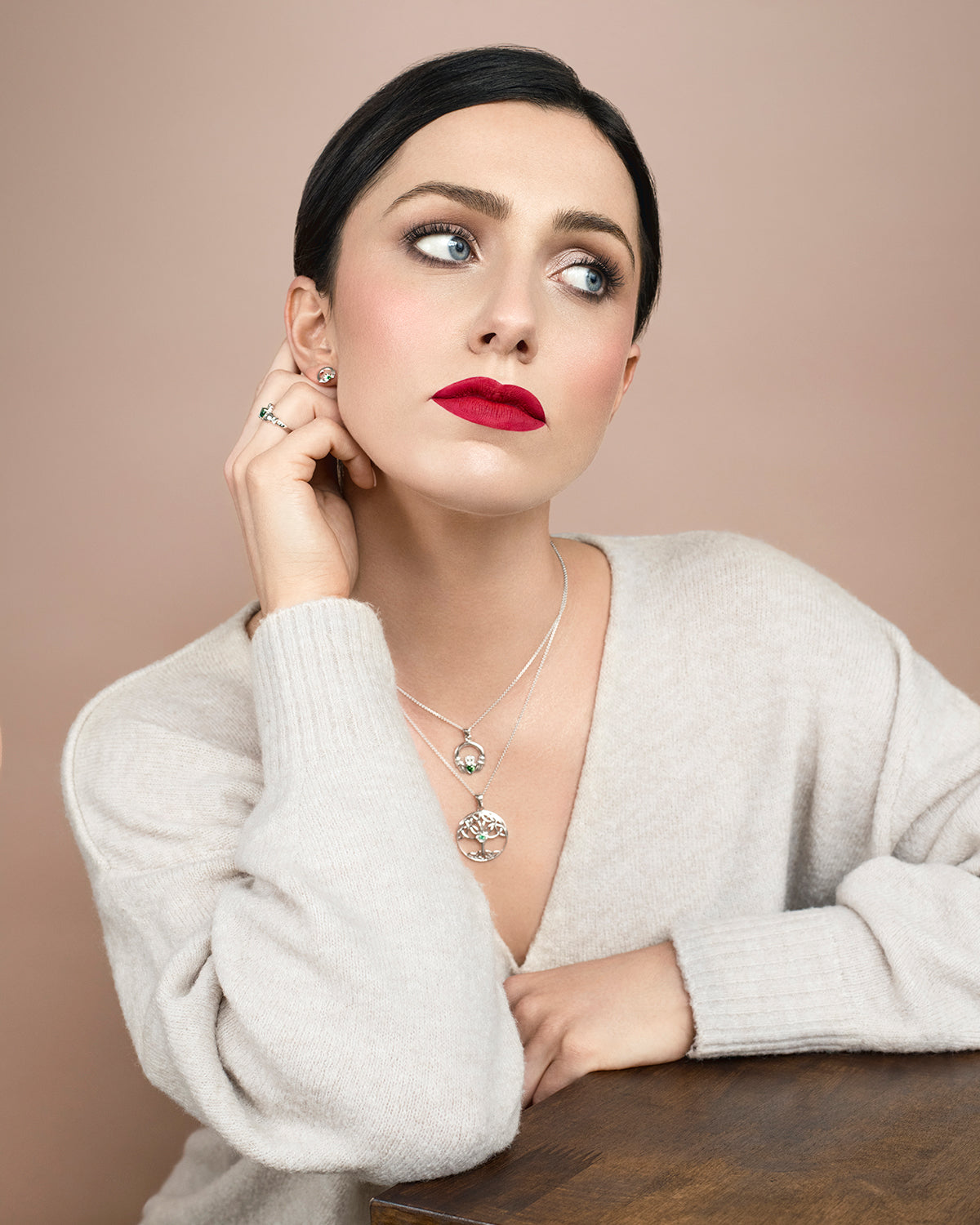 Tree Of Life Green Crystal Sterling Silver Pendant