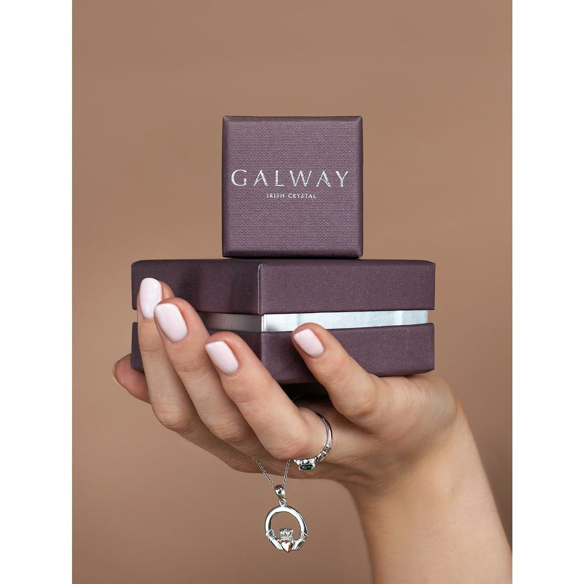 Claddagh Pendant Sterling Silver & Rose Gold - Galway Irish Crystal