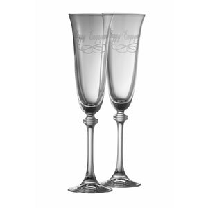 Happy Engagement Liberty Flute Glass Pair - Galway Irish Crystal