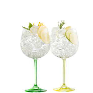Engraved Gin & Tonic Glass Pair- Lemon & Lime - Galway Irish Crystal