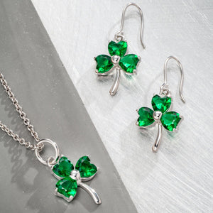 Shamrock Green Crystal Sterling Silver Earrings - Galway Irish Crystal