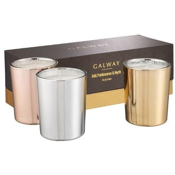 Gold Frankincense & Myrrh Candle Trio - Galway Irish Crystal