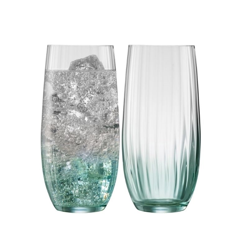 Erne Hiball Glass Pair Aqua - Galway Irish Crystal
