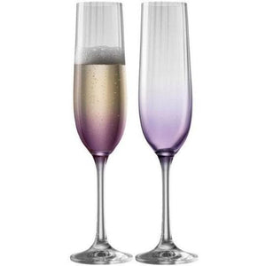 Erne Champagne Flute Glass Pair Amethyst - Galway Irish Crystal