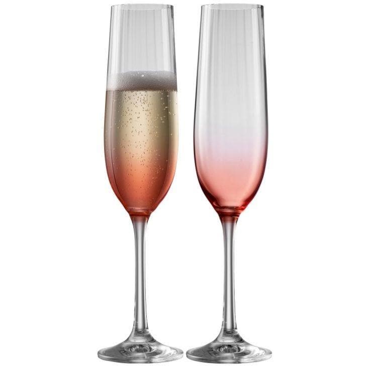 Erne Champagne Flute Glass Pair Blush - Galway Irish Crystal